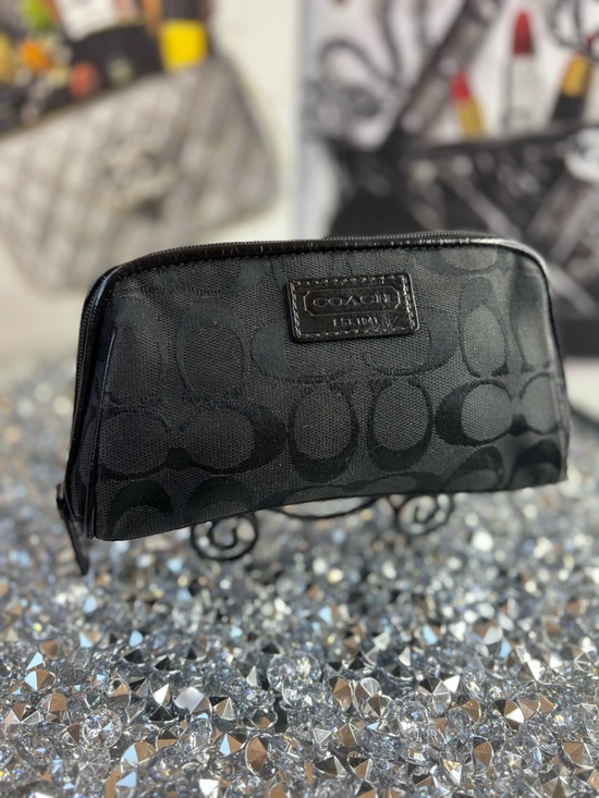 Coach Handbags - Coach Black Signature Jacquard Cosmetic Pouch